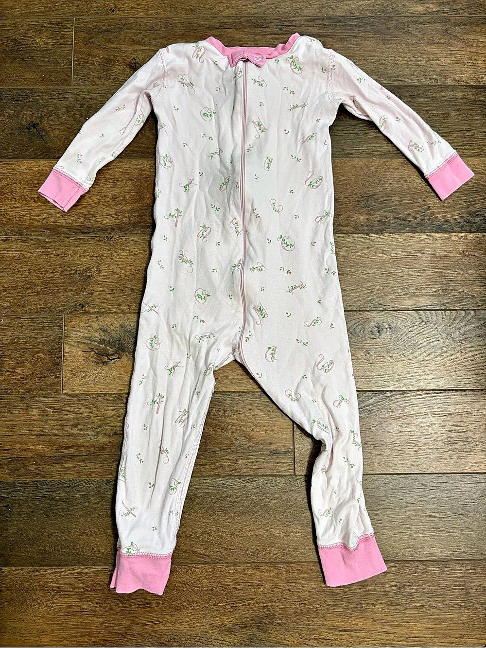 The Beaufort Bonnet Company Girls Pink Monogram Zip Pajamas 4T